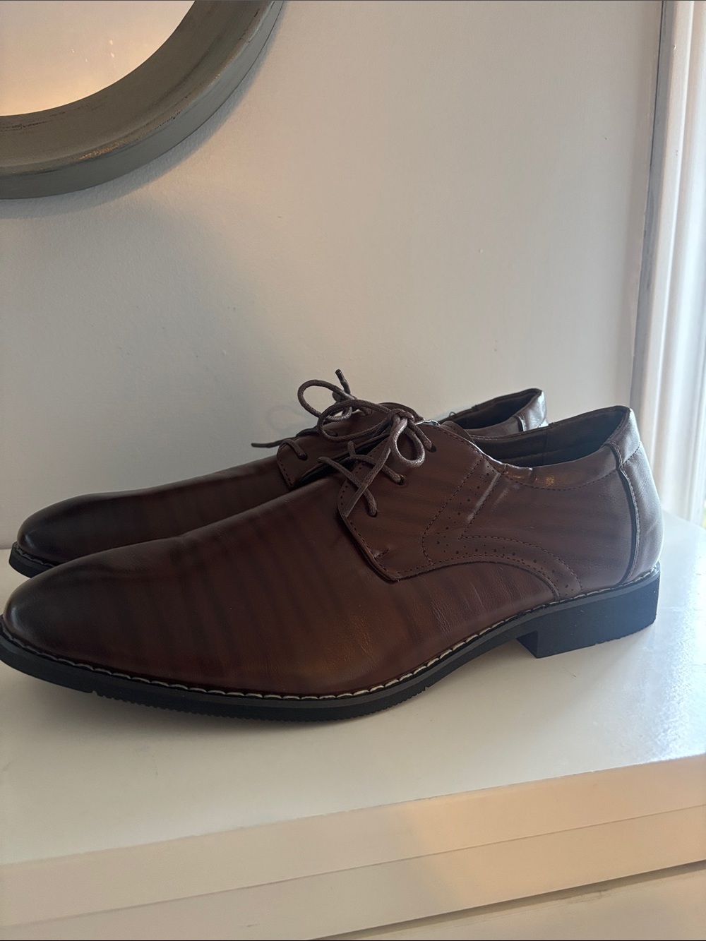 Men's Brown Leather Derby Shoes - Classic Dress Oxfords